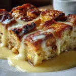 Apple Pie Bread Pudding with rich vanilla custard