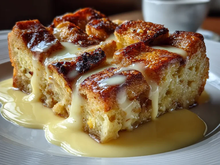 Apple Pie Bread Pudding with rich vanilla custard