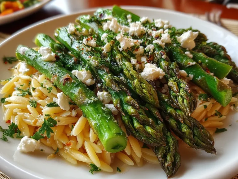 Asparagus and Orzo Salad with Feta Cheese