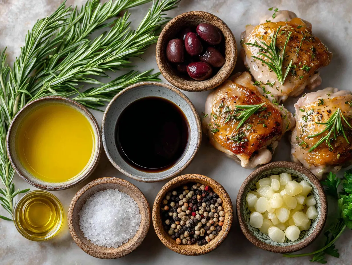 Ingredients for Baked Low Sodium Balsamic Chicken Thighs with Rosemary