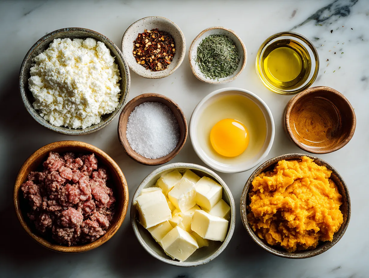 Ingredients for Beef Shepherd Pie with Sweet Potato Mash