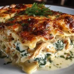 Chicken Alfredo Lasagna with Spinach and Garlic