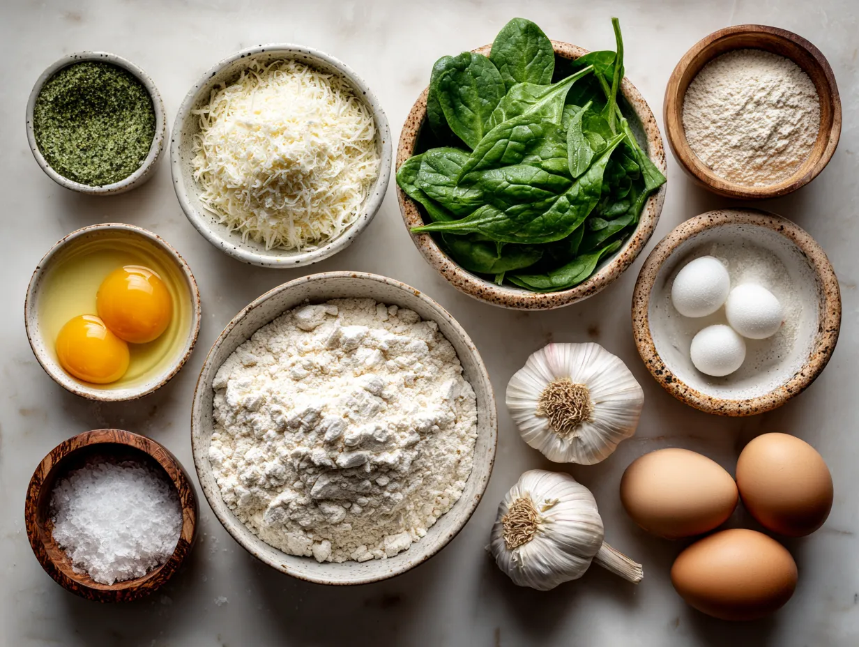 Ingredients for Chicken Alfredo Lasagna with Spinach and Garlic