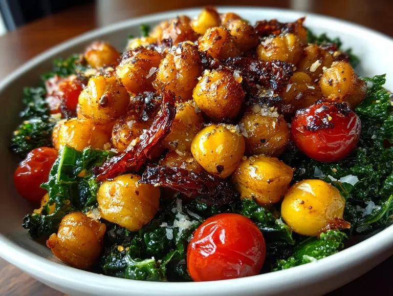 Crispy Roasted Chickpea and Kale Salad Bowl