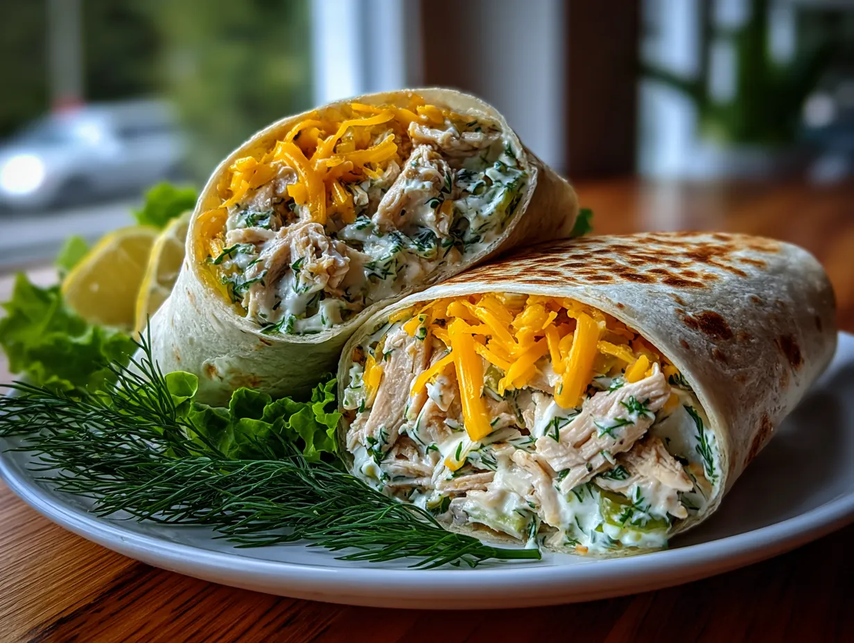 Dill Pickle Chicken Salad Wrap with Cheddar