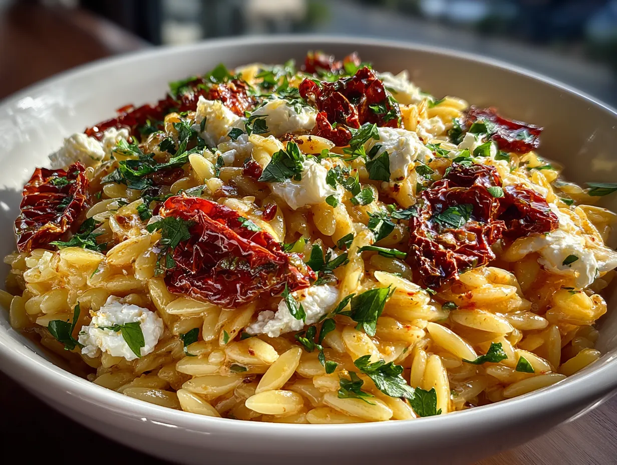 Orzo Pasta Salad with Feta and Sun-Dried Tomatoes