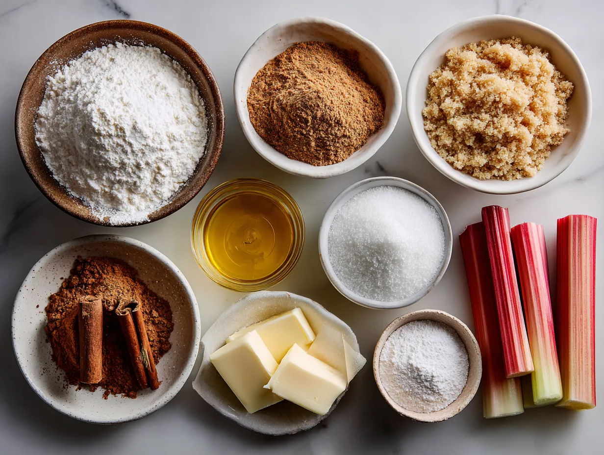 Ingredients for Rhubarb Muffin with Cinnamon Streusel
