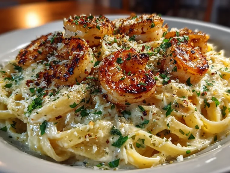 Shrimp Fettuccine Alfredo with Roasted Garlic