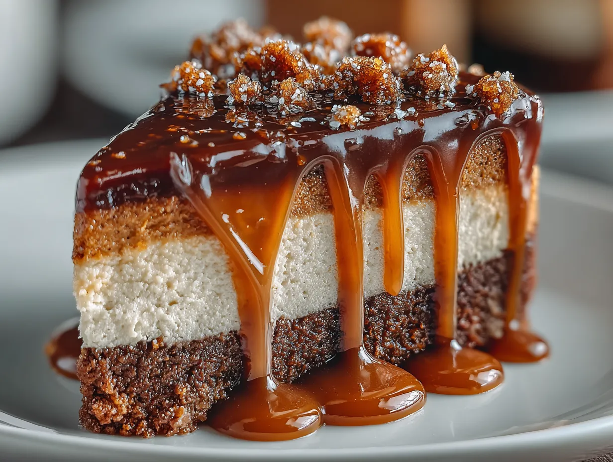 Spiced Gingerbread Cheesecake with Caramel Glaze