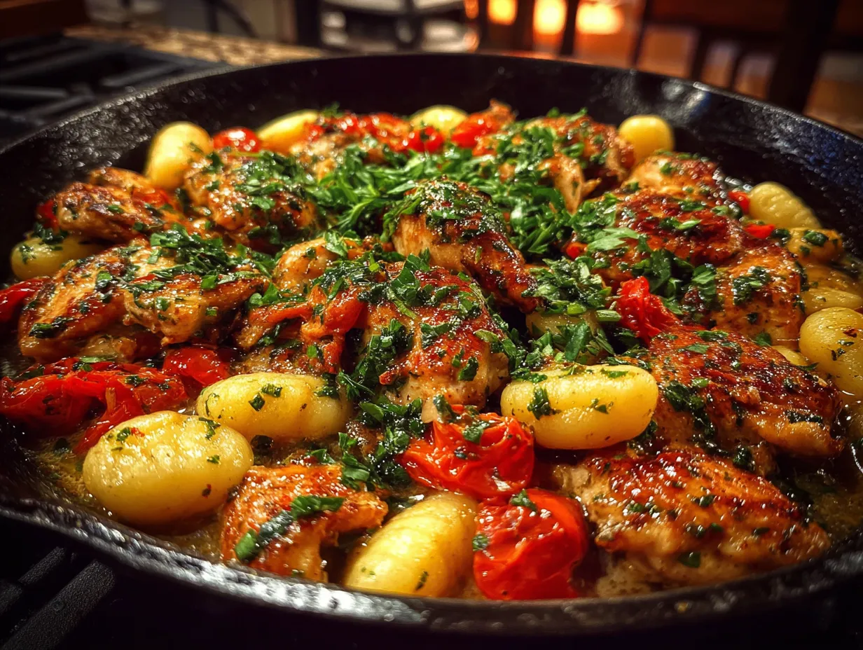 Tuscan chicken and gnocchi skillet