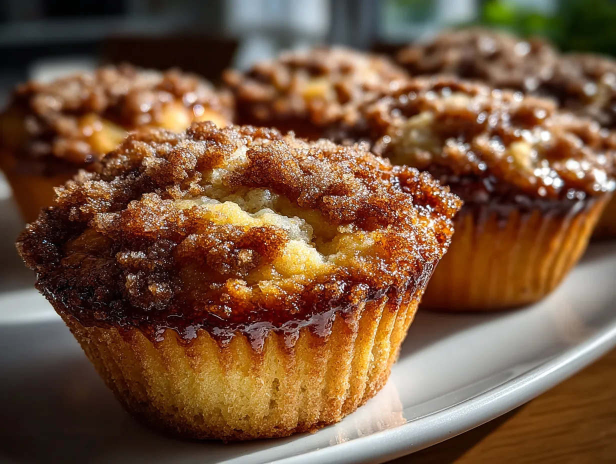 Upside Down Rhubarb Muffins with Cinnamon Streusel